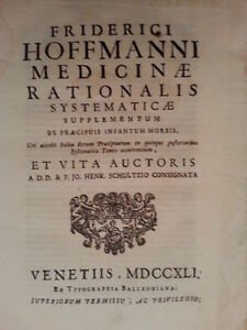 HOFFMANN FRIEDRICH MEDICINAE RATIONALIS SYSTEMATICAE SUPPL TIP. BALLEONIANA 1741