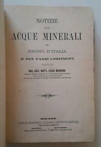 L. MARIENI NOTIZIE SULLE ACQUE MINERALI DEL REGNO D'ITALIA VALLARDI …