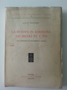 LUIGI BALSAMO LA STAMPA IN SARDEGNA NEI SECOLI XV E …