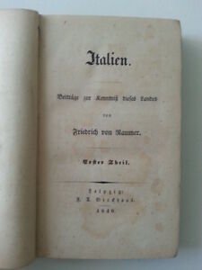 FRIEDRICH VON RAUMER ITALIEN ZUR KENNTNIS DIESES LANDES LEIPZIG BROCKHAUS …