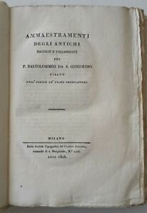 F. BARTOLOMMEO DA S. CONCORDIO AMMAESTRAMENTI DEGLI ANTICHI 1808