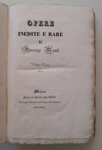 OPERE INEDITE E RARE VINCENZO MONTI MILANO PRESSO LA SOCIETA' …