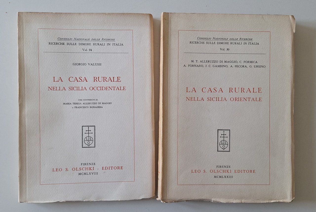 A.V. LA CASA RURALE IN SICILIA OCCIDENTALE/ OORIENTALE OLSCHKI 2 …