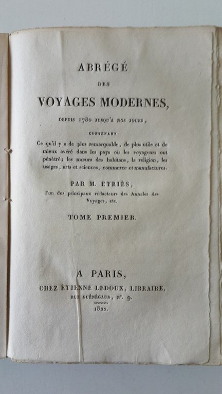 ABREGE DES VOYAGES MODERNES PARIS CHEZ ETIENNE LEDOUX 1822 14 …