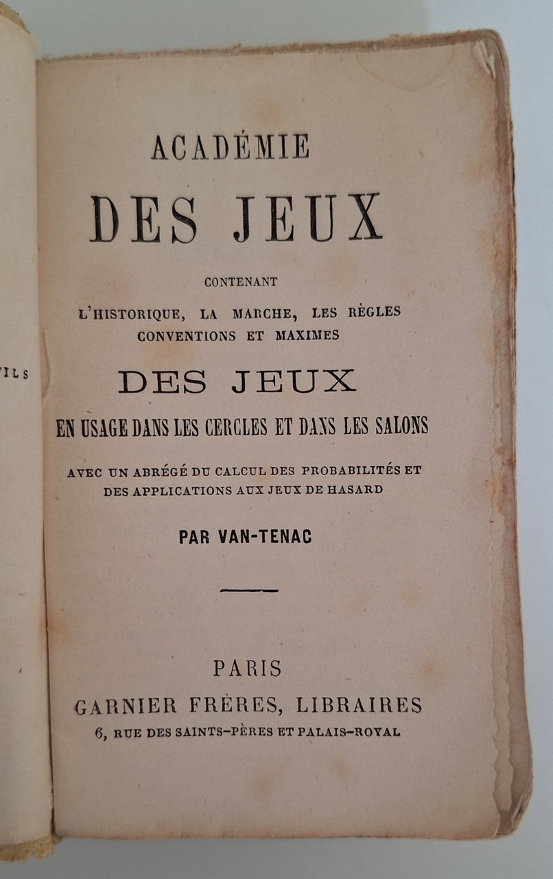ACADEMIE DES JEUX ..... EN USAGE DANS LES CERCLES ET …