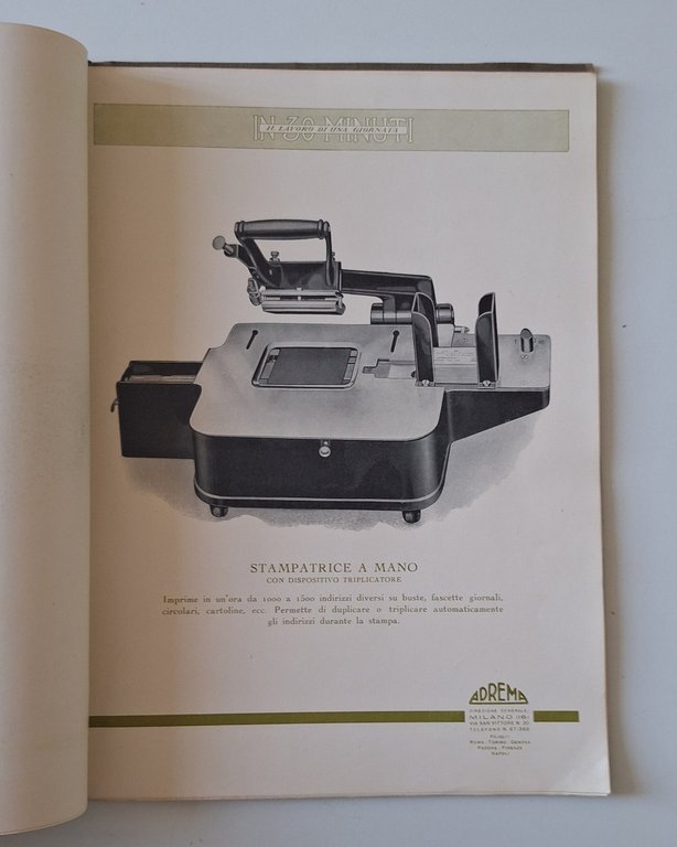 ADREMA MACCHINE PER INDIRIZZI CATALOGO TIP. LUCINI ANNI '20