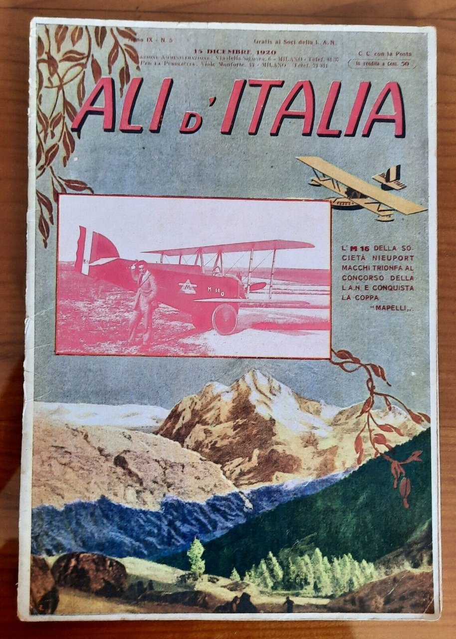 ALI D'ITALIA RIVISTA MENSILE ANNATA 1920 15 DICEMBRE