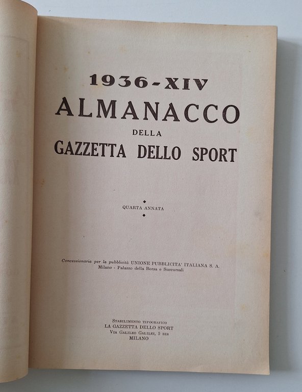 ALMANACCO DELLA GAZZETTA DELLO SPORT 1936 | Immagine Gallery 2