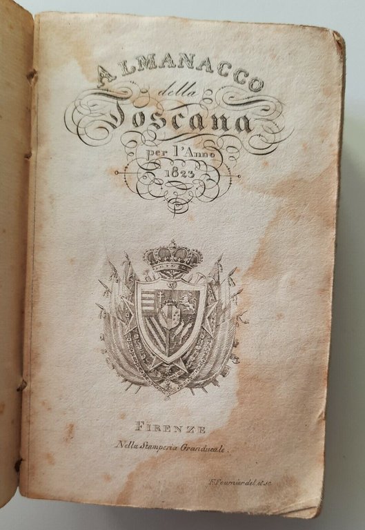 ALMANACCO DELLA TOSCANA PER L'ANNO 1823 FIREZE STAMPERIA GRANDUCALE