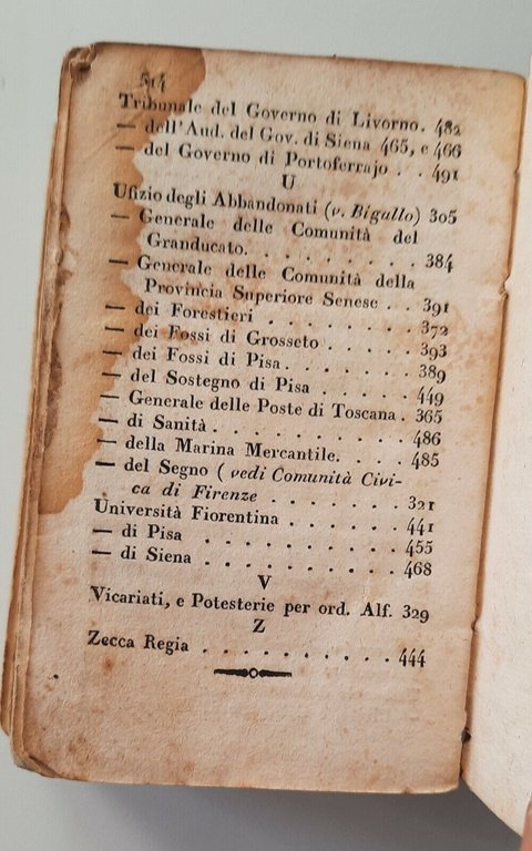 ALMANACCO DELLA TOSCANA PER L'ANNO 1823 FIREZE STAMPERIA GRANDUCALE