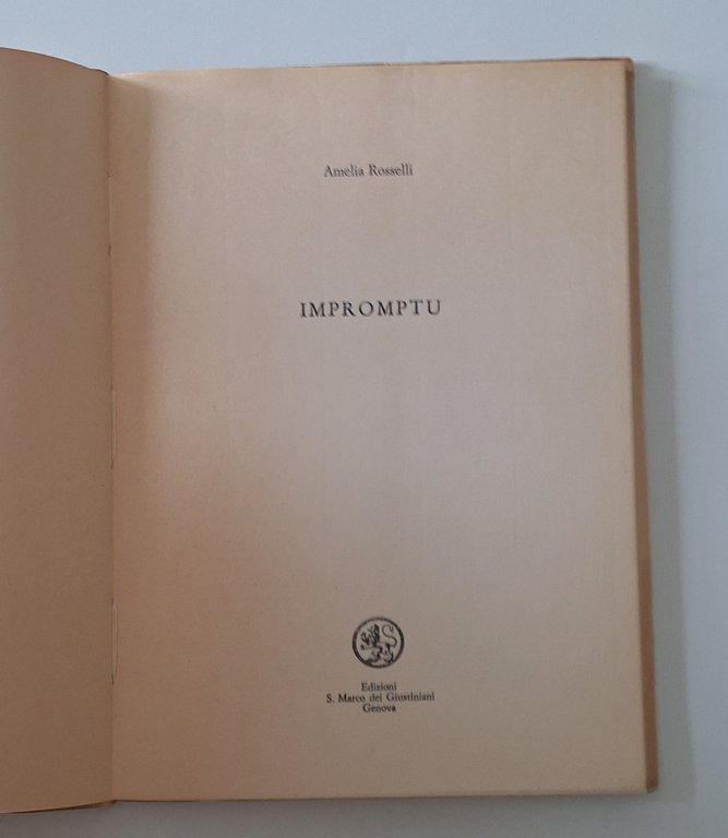 AMELIA ROSSELLI IMPROMPTU ED. S. MARCO DEI GIUSTINIANI 1981 | Immagine Gallery 2
