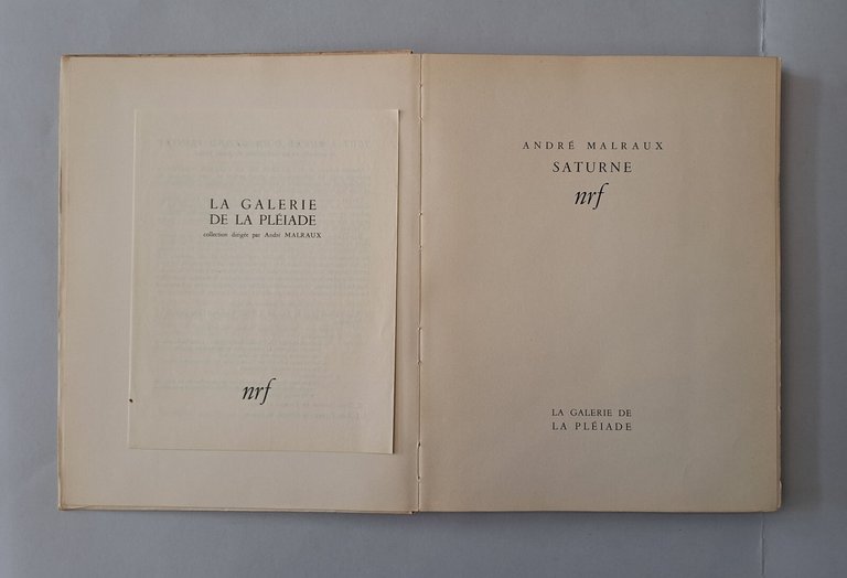 ANDRE' MALRAUX SATURNE ESSAI SUR GOYA GALERIE DELA PLEIADE 1950