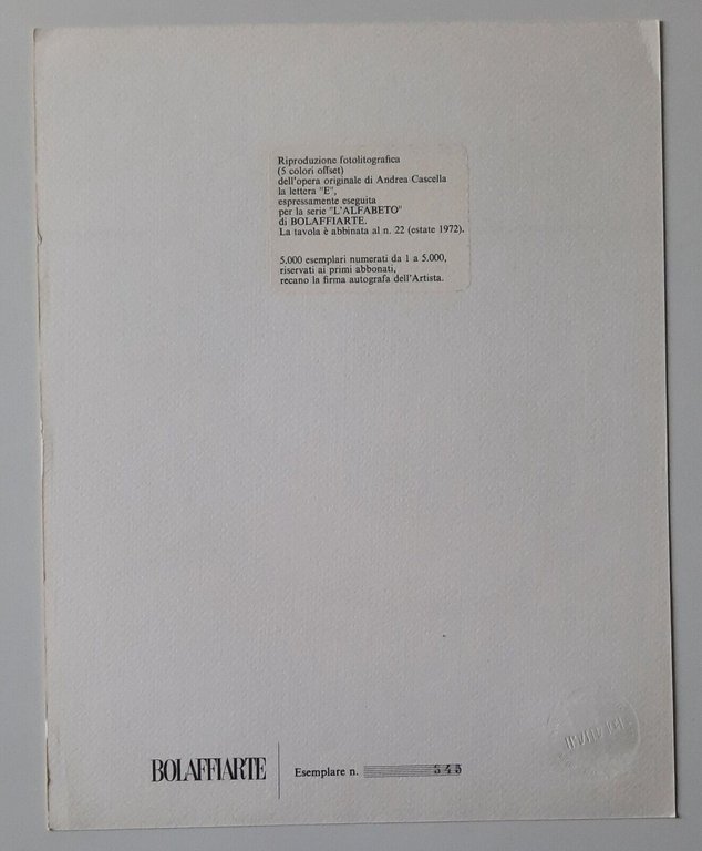 ANDREA CASCELLA LITO BOLAFFI 1972 FIRMATA