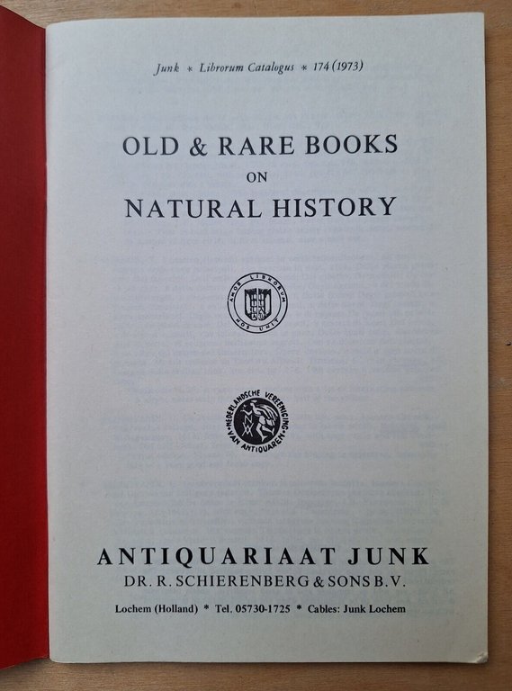 ANTIQUARIAAT JUNK NATURAL HISTORY OLD & RARE BOOKS CATALOGHI 33 …