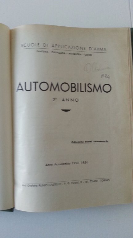 AUTOMOBILISMO SCUOLA DI APPLICAZIONE DELL'ARMA 1954