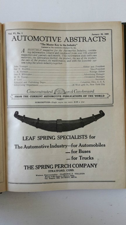 AUTOMOTIVE ABSTRACT RIVISTA MENSILE ANNATA 1928 INCOMPLETA
