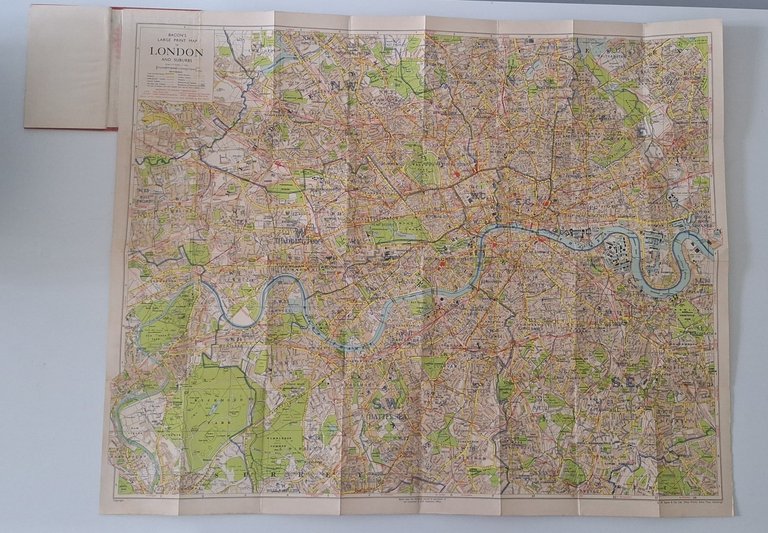 BACON'S NEW LARGE PRINT MAP OF LONDON AND SUBURBS | Immagine Gallery 2