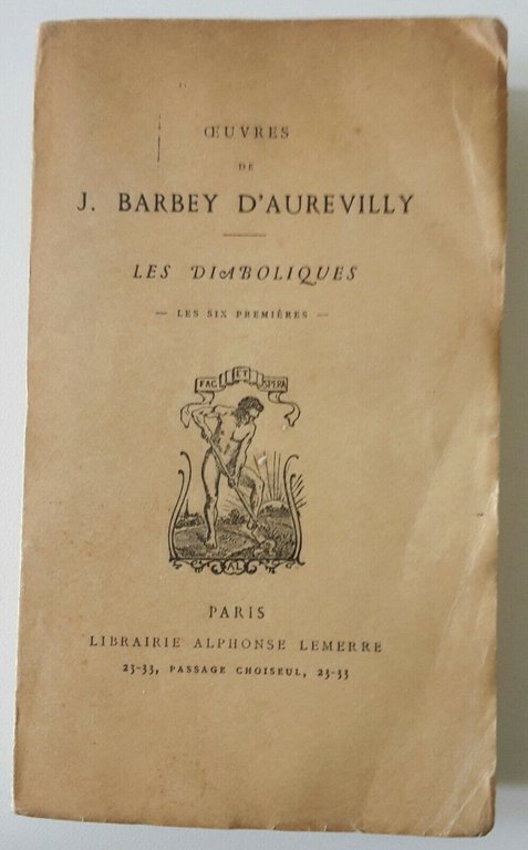 BARBEY D'AUREVILLY LES DIABOLIQUES PARIS LIB. ALPHONSE LEMERRE