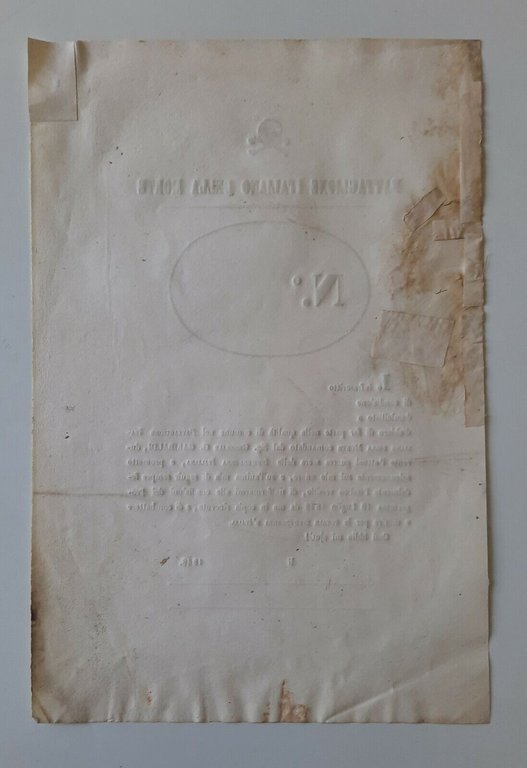 BATTAGLIONE ITALIANO DELLA MORTE MODULO DI ARRUOLAMENTO GARIBALDI 1848