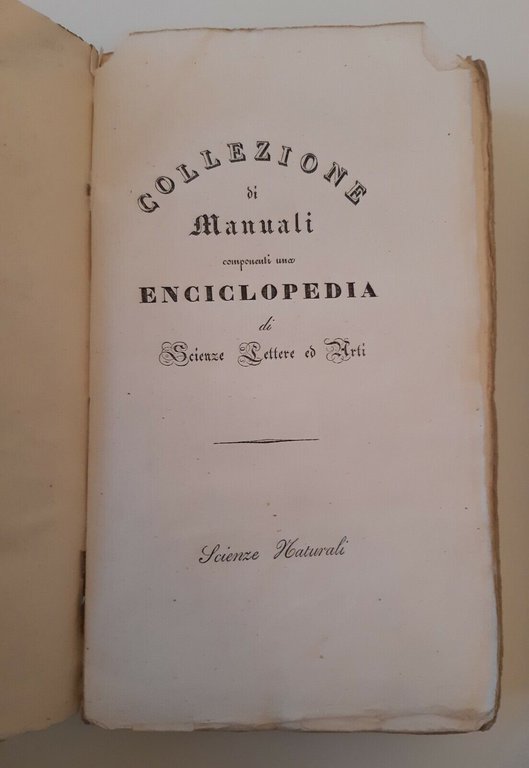 BLUMENBACH MANUALE DELLA STORIA NATURALE MILANO PER A. FONTANA 1826-1830 …