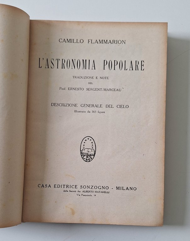 C. FLAMMARION L'ASTRONOMIA POPOLARE ED. SONZOGNO 1923 | Immagine Gallery 2