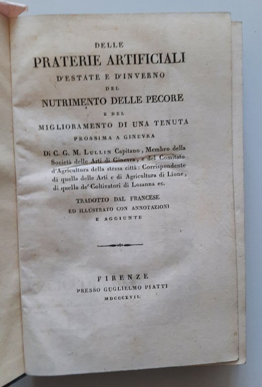 C.G.M. LULLIN DELLE PRATERIE ARTIFICIALI D'ESTATE E D'INVERNO G. PIATTI …