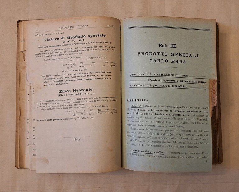 CARLO ERBA MILANO CATALOGO GENERALE 1925