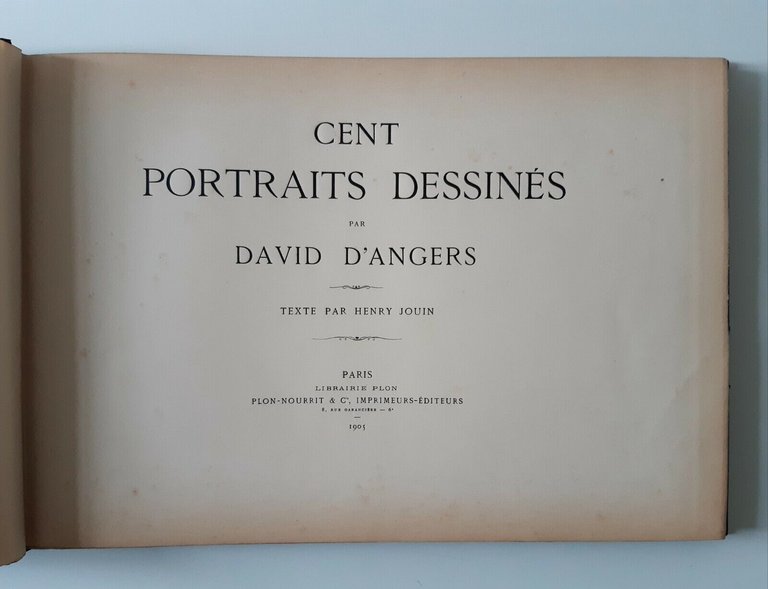 CENT PORTRAITS DESSINES PAR D. D'ANGERS TEXTE H. JOUIN PLON …