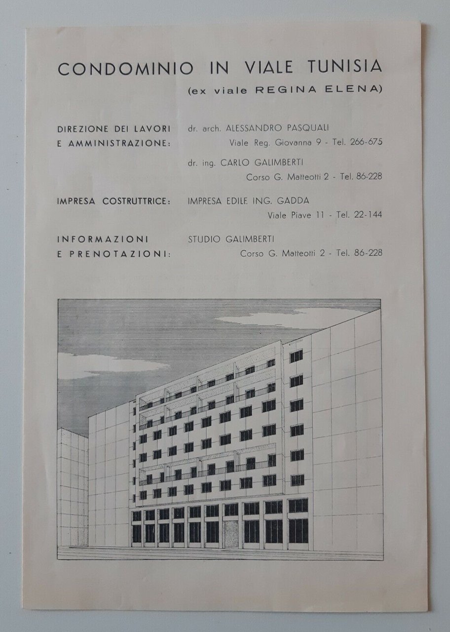 CONDOMINIO IN VIALE TUNISIA BROCHURE PROMOZIONALE ANNI 30