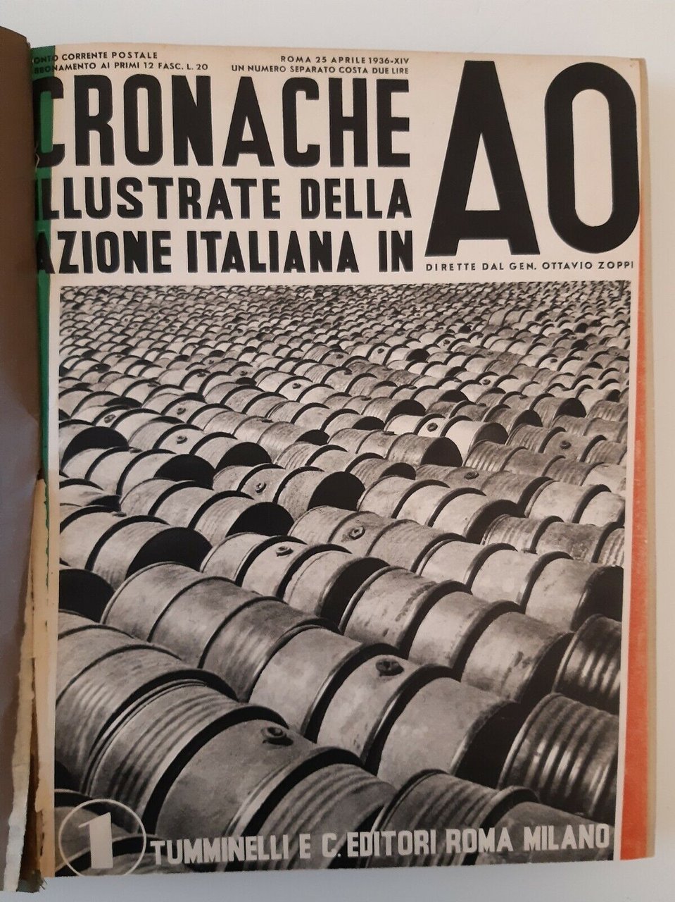 CRONACHE ILLUSTRATE DELLA AZIONE ITALIANA IN AO 12 NUMERI RILEGATI …