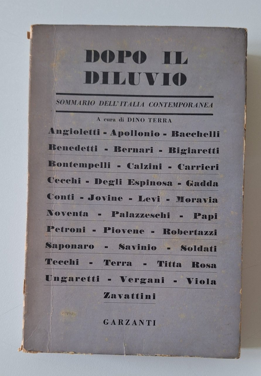 DOPO IL DILUVIO SOMMARIO ... GARZANTI 1947 GADDA PALAZZESCHI SAVINIO | Immagine principale