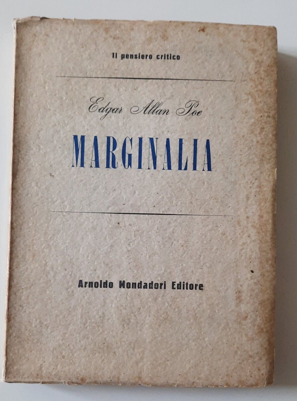 EDGAR ALLAN POE MARGINALIA MONDADORI 1949 1° ED.