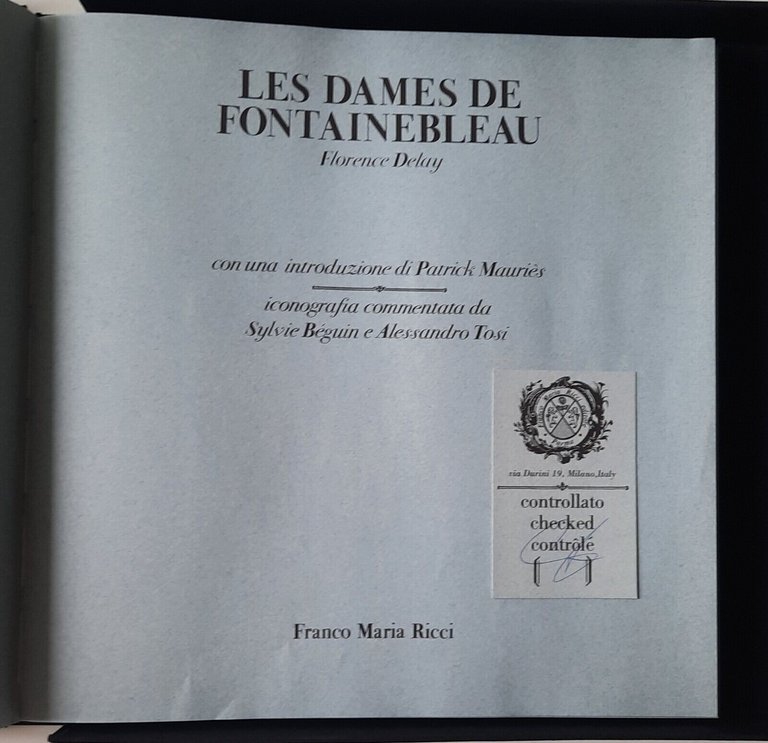 F. DELAY LES DAMES DE FONTANBLEU FRANCO MARIA RICCI 1987