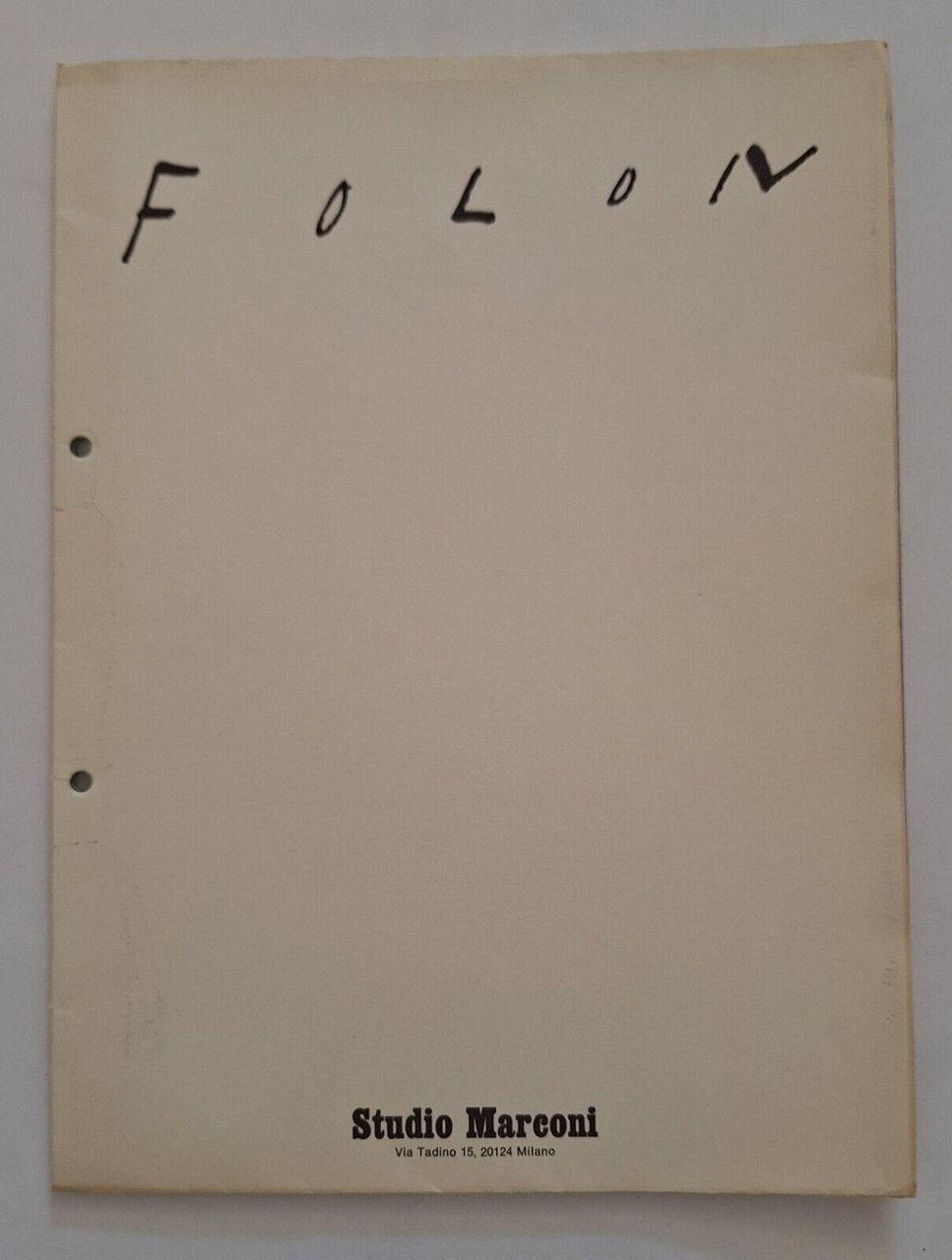 FOLON STUDIO MARCONI BROCHURE MANIFESTO MOSTRA 1974