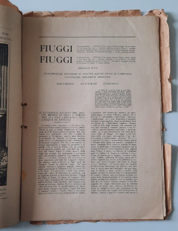 G. CECCACCI CASALI FIUGGI M.DE ASTIS G. SERVENTI