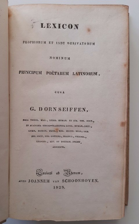 G. DORN SEIFFEN LEXICON PROPRIORUM ET INDE DERIVATORUM LEGATURA