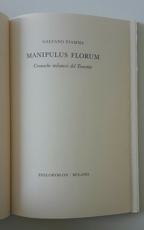 GALVANO FIAMMA MANIPULUS FLORUM PHILOBYBLON MILANO MARDERSTEIG 1986