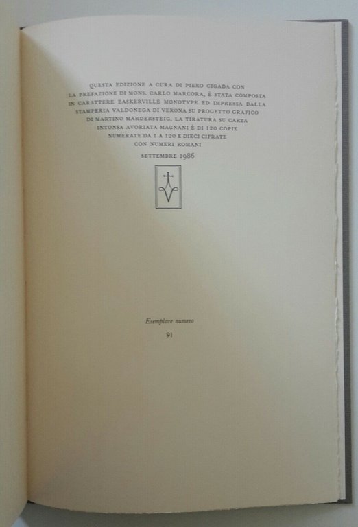 GALVANO FIAMMA MANIPULUS FLORUM PHILOBYBLON MILANO MARDERSTEIG 1986