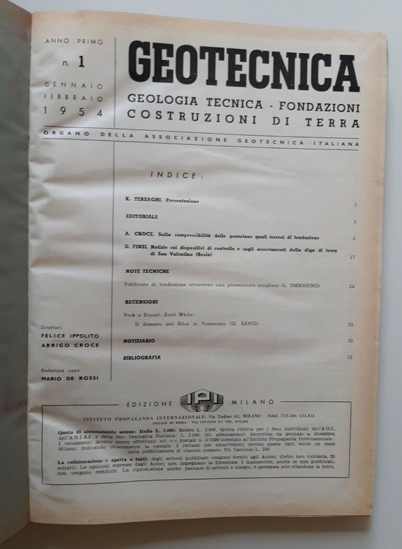 GEOTECNICA RIVISTA ANNATE COMPLETE DAL 1964 AL 1964