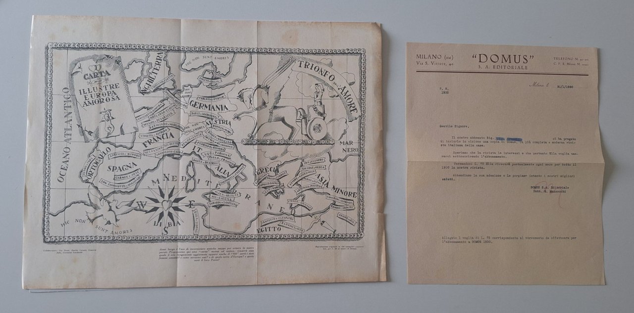 GIO PONTI GIOVANNI GARIBOLDI CARTA DELLA ILLUSTRE EUROPA AMOROSA DOMUS …