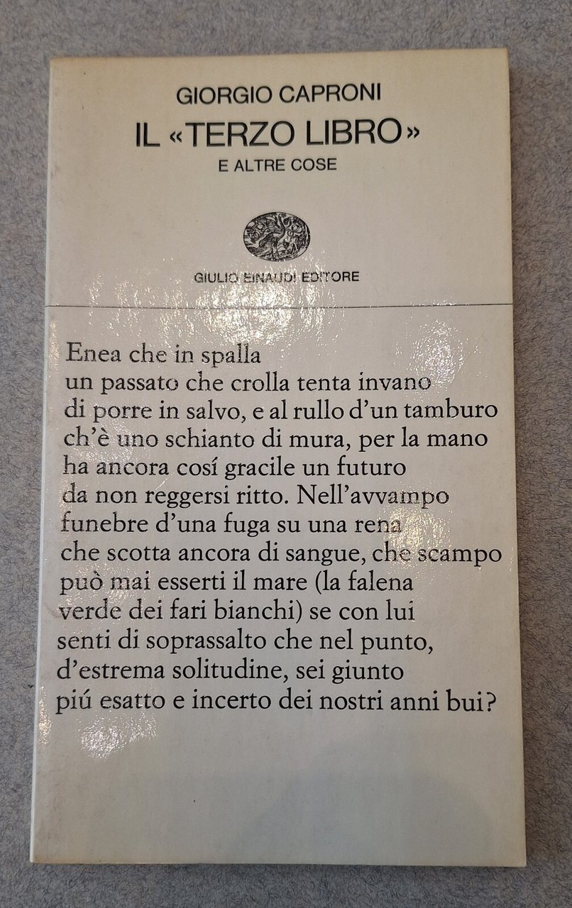 GIORGIO CAPRONI IL TERZO LIBRO EINAUDI COLEZIONE DI POESIA 1968 …