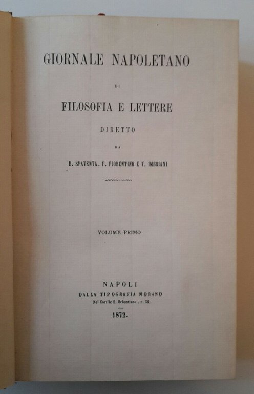 GIORNALE NAPOLETANO DI FILOSOFIA E LETTERE BIBLIOPOLIS 1977