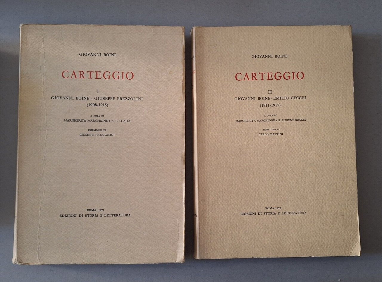GIOVANNI BOINE CARTEGGIO PREZZOLINI CECCHI ED. STORIA E LETTERATURA 1971