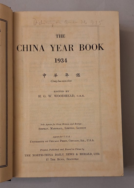 H.G.W. WOODHEAD THE CHINA YEAR BOOK 1934 NORTH CHINA DAILY …