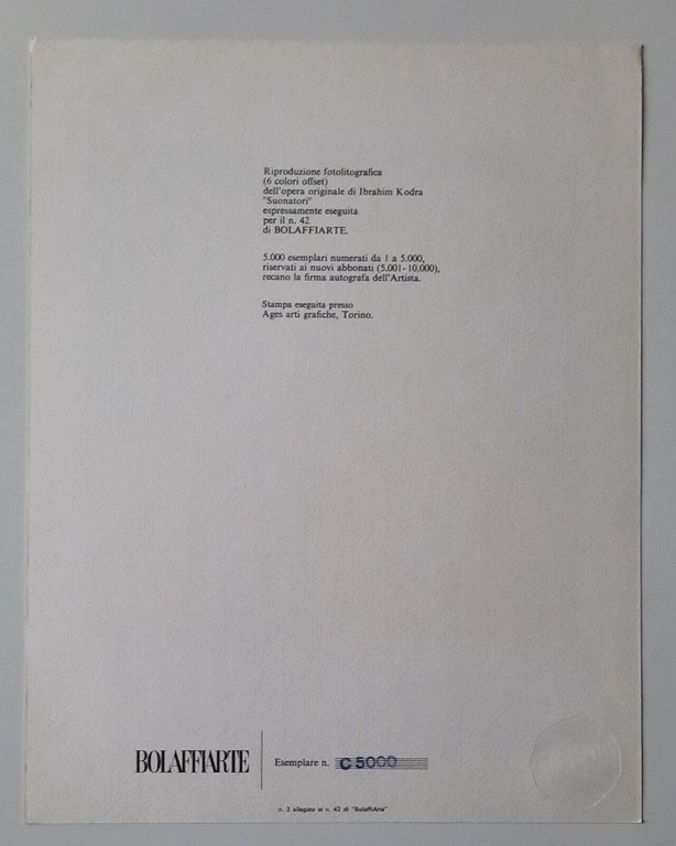 IBRAHIM KODRA LITO BOLAFFI 1972 FIRMATA
