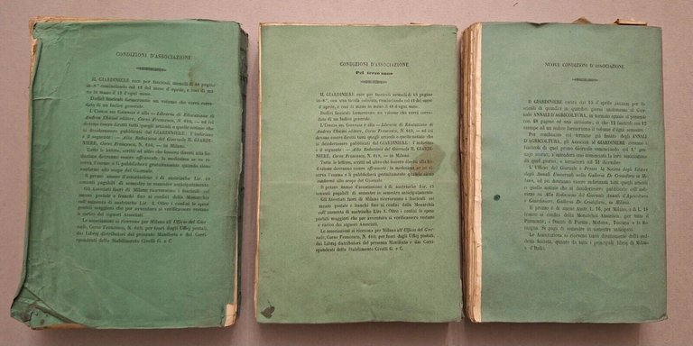 IL GIARDINIERE GIORNALE D'ORTICOLTURA TEORICA E PRATICA A.UBICINI 1852-1853-1854