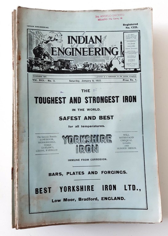 INDIAN ENGINEERING MAGAZINE ANNATA 1932 COMPLETA