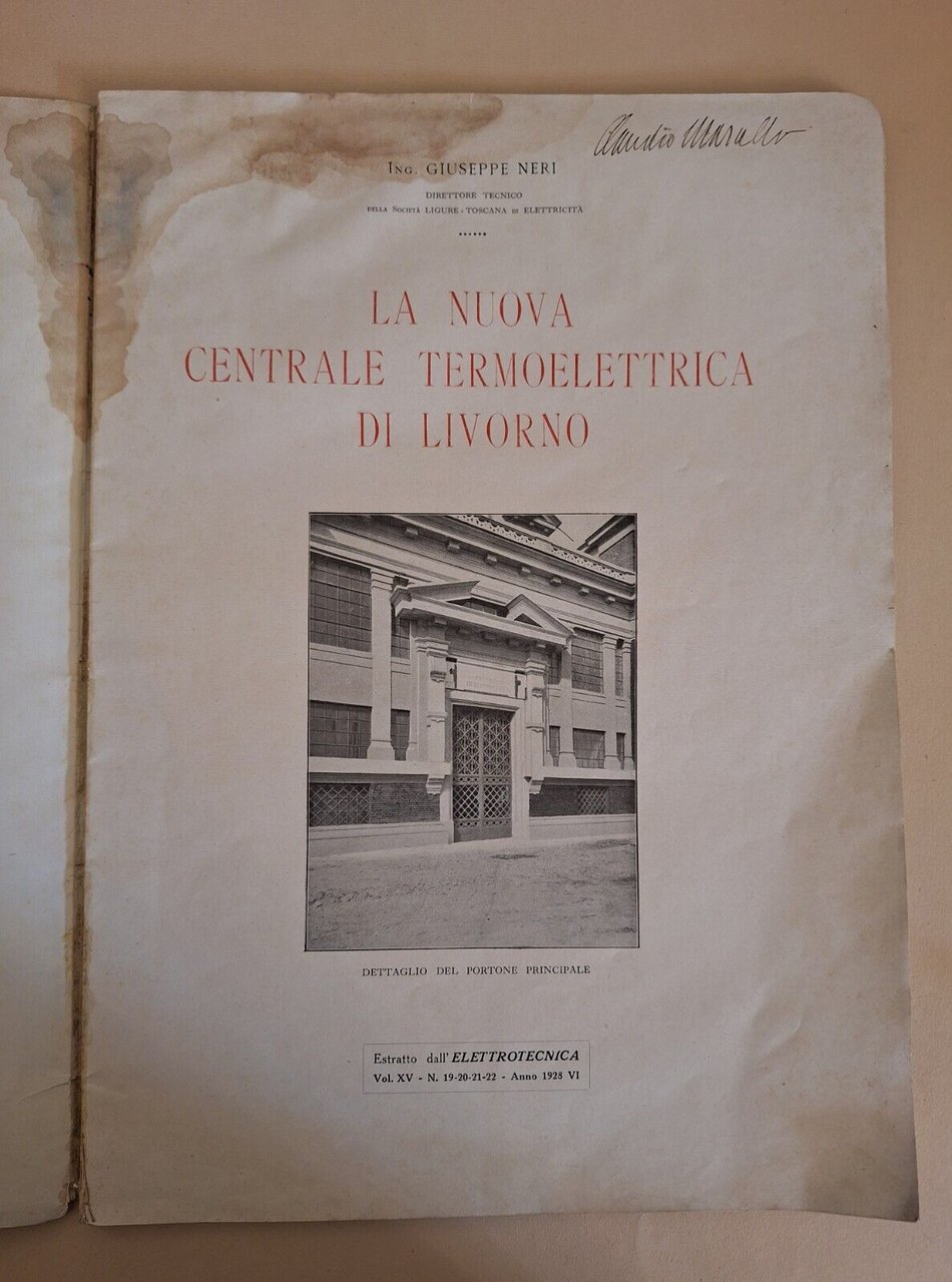 ING. GIUSEPPE NERI LA NUOVA CENTRALE TERMOELETTRICA DI LIVORNO 1923