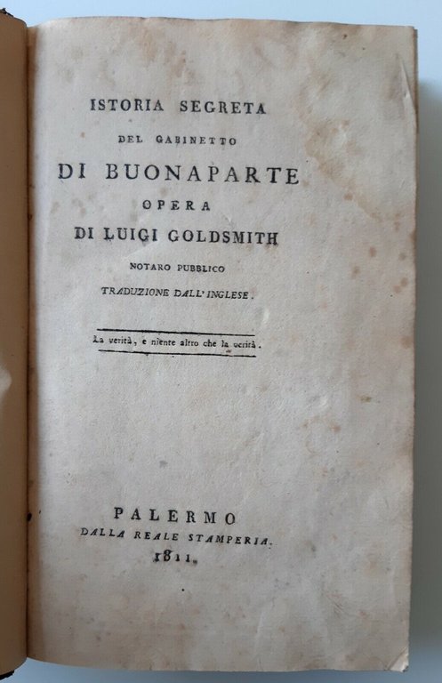 ISTORIA SEGRETA DEL GABINETTO DI BUONAPARTE OPERA LUIGI GOLDSMITH PALERMO …