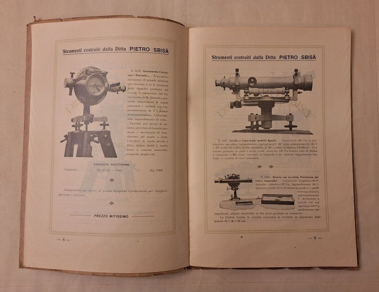 ISTRUMENTI PER INGEGNERIA DITTA PIETRO SBISA' CATALOGO N. 22 1926